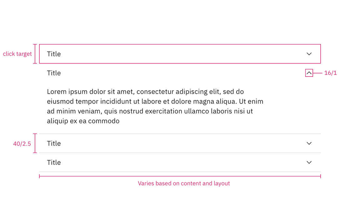 Structure measurements for default accordion alignment